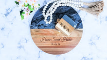 Load image into Gallery viewer, Round Black Marble Acacia Serving Board