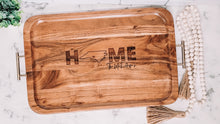 Load image into Gallery viewer, Large Acacia Wood Tray with Gold Handles