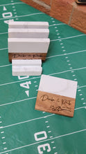 Load image into Gallery viewer, Personalized White Marble and Wood Coasters with Base