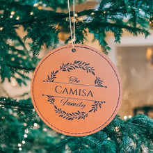Load image into Gallery viewer, Personalized Round Leatherette Ornament