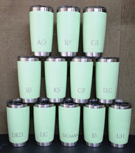 Load image into Gallery viewer, mint green YETI tumblers 20 oz engraved with initials for office gifts