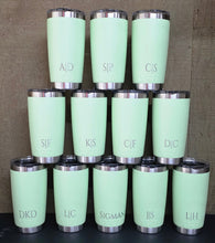 Load image into Gallery viewer, mint green YETI tumblers 20 oz engraved with initials for office gifts