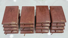 Load image into Gallery viewer, Stack of brown personalized journal notebooks