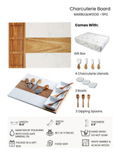 Load image into Gallery viewer, 11 Piece Marble and Acacia Wood Serving Board