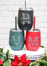Load image into Gallery viewer, Christmas Monogram Wine Tumbler