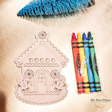 Load image into Gallery viewer, Gingerbread House Coloring Ornaments (Set of 3)