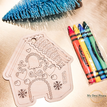 Load image into Gallery viewer, Gingerbread House Coloring Ornaments (Set of 3)