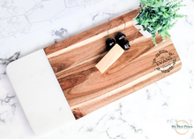 Load image into Gallery viewer, Rectangle White Marble Acacia Serving Board