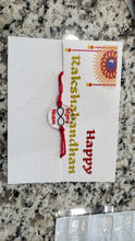 Load image into Gallery viewer, Personalized infinity rakhi attached to gift card for Rakshabandhan