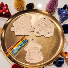 Load image into Gallery viewer, Gingerbread House Coloring Ornaments (Set of 3)