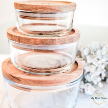 Load image into Gallery viewer, Glass Containers Leaf Design (Set of 3)