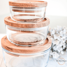 Load image into Gallery viewer, Glass Containers Leaf Design (Set of 3)