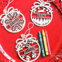 Load image into Gallery viewer, Reindeer Name Coloring Ornament