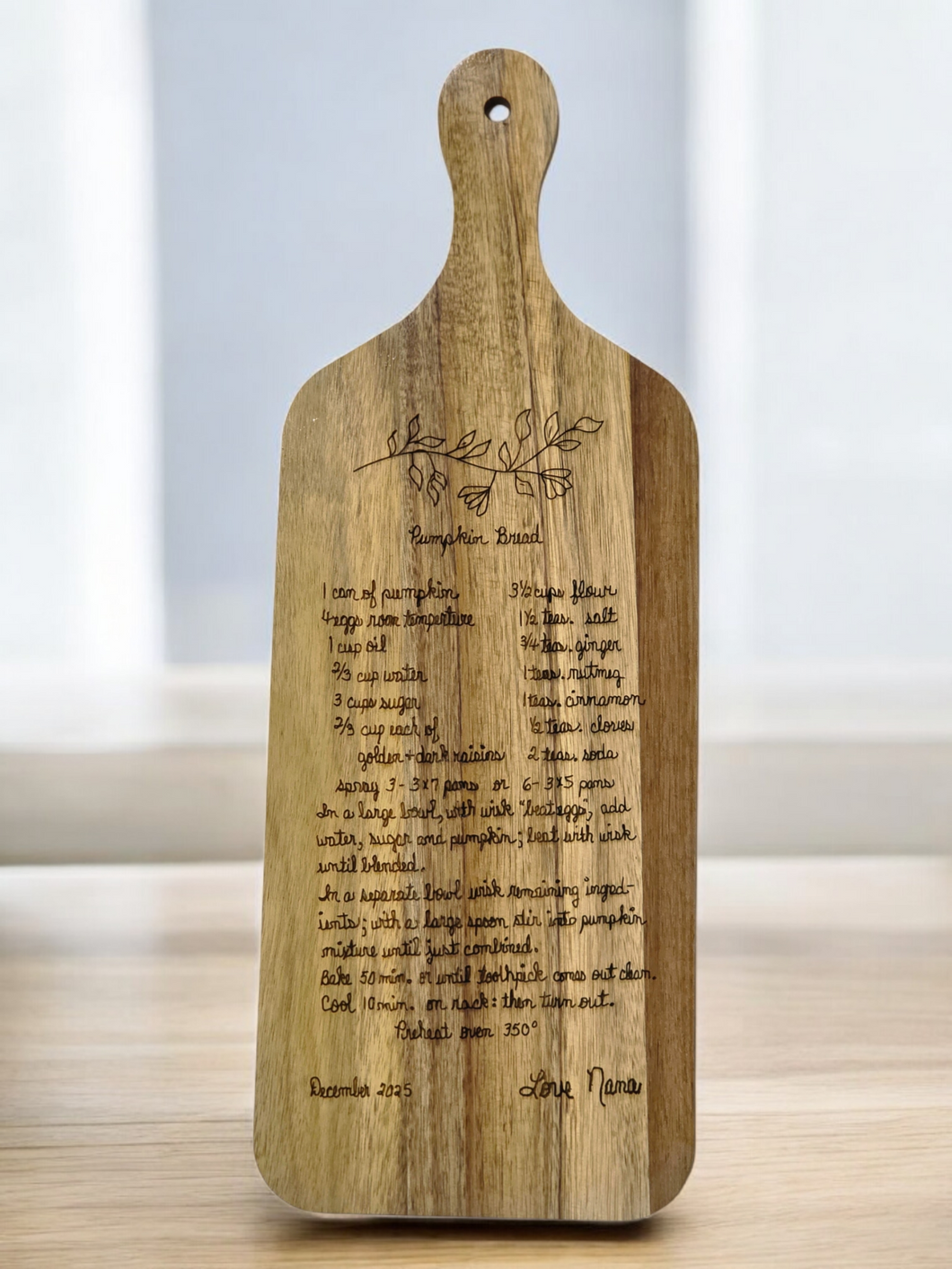 Personalized Wooden Recipe Boards with Handle
