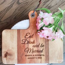 Load image into Gallery viewer, Eat Drink Be Married Cheese Board and Knives Set
