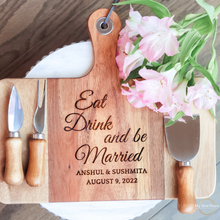 Load image into Gallery viewer, Eat Drink Be Married Cheese Board and Knives Set
